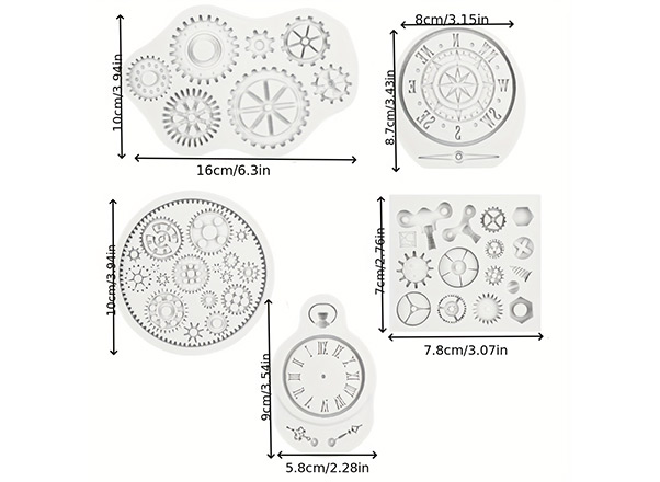 Pieces of clock gear molds